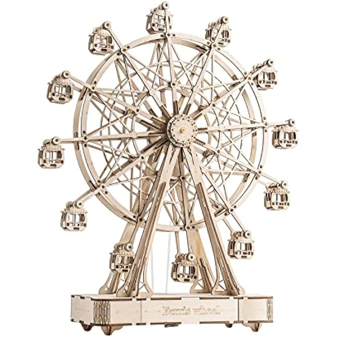 ROKR 3D PUZZLES FOR ADULTS, MODEL KITS FOR ADULTS, WOODEN MUSIC BOX,DIY CRAFT KITS FOR ADULTS TEEN BOY GIFTS ON BIRTHDAY CHRISTMAS - FERRIS WHEEL (232 PCS) - Image 1